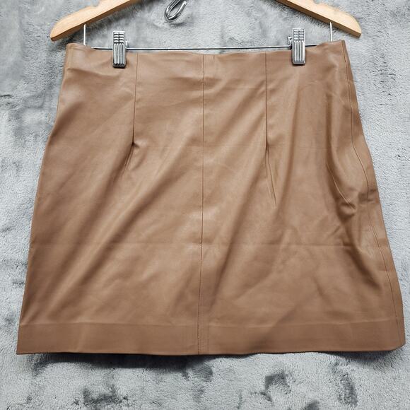 Shinestar Skirt Womens M Brown Faux Leather Mini A-Line Stretch Festival Baddie - Picture 2 of 8
